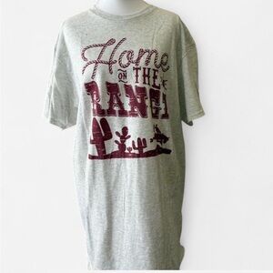 Gray Graphic Tee with Red Print